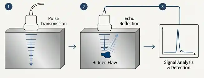 Steps of the non-destructive testing method