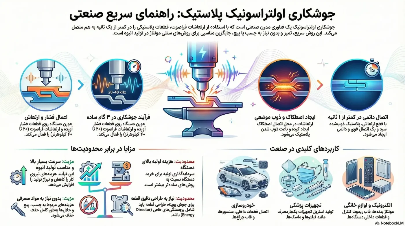 اینفوگرافیک راهنمای سریع دستگاه جوش اولتراسونیک